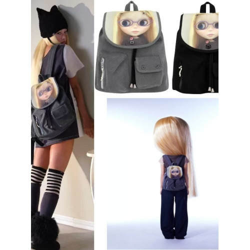 COYSEIO合作款 26春韓國代娃娃圖案印花雙肩包迷你化妝包套裝