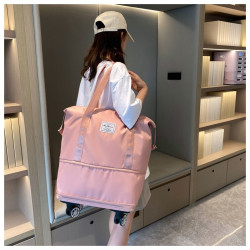 萬向輪旅行包輕可攜式行李袋帶滑輪折曡收納包待産包出差搬家行李包