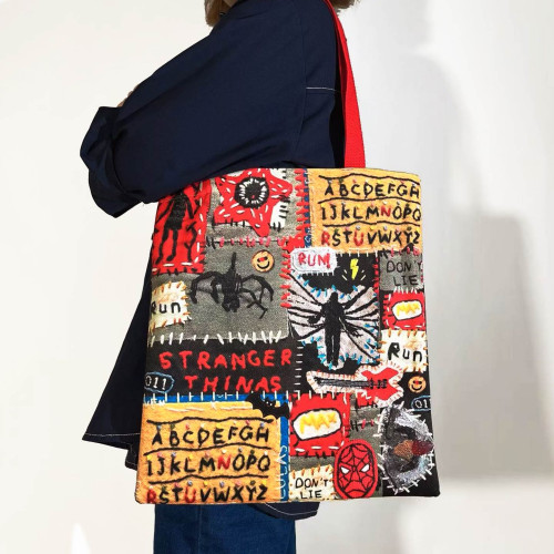 原創藝術帆布包袋個性設計感托特包不掉色單肩酷文藝小衆怪奇物語