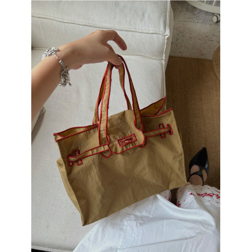 日本lacousette新款刺綉托特包手提包尼龍布環保購物袋手提單肩包