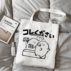 ekot日語表情帆布袋日本搞怪表情包時尚托特包學生書包拉鍊手提包