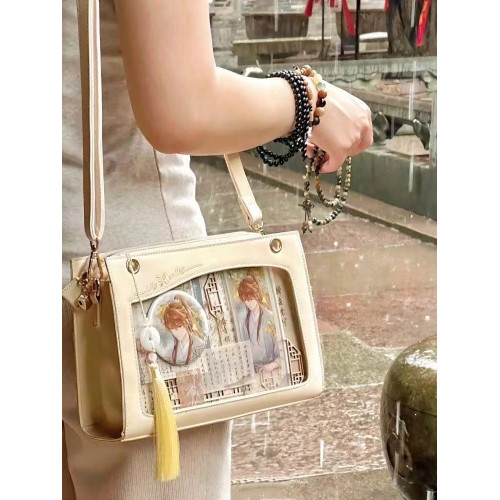 【聆藍春旭】原創痛包手提單肩斜後後背包透明百搭古風女小食量