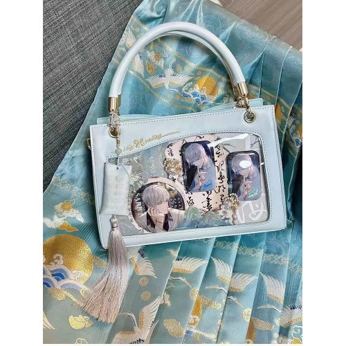 【聆藍春旭】原創痛包手提單肩斜後後背包透明百搭古風女小食量