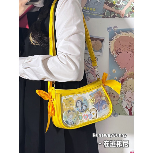 基礎款小食量腋下痛包雙面背甜美lolita單肩斜後後背包蝴蝶結PU二次元