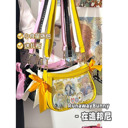 基礎款小食量腋下痛包雙面背甜美lolita單肩斜後後背包蝴蝶結PU二次元