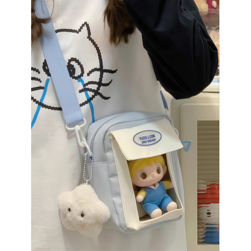 迷你痛包小食量裝10cm娃包透明層隔層的二次元手機小挎包日常斜背