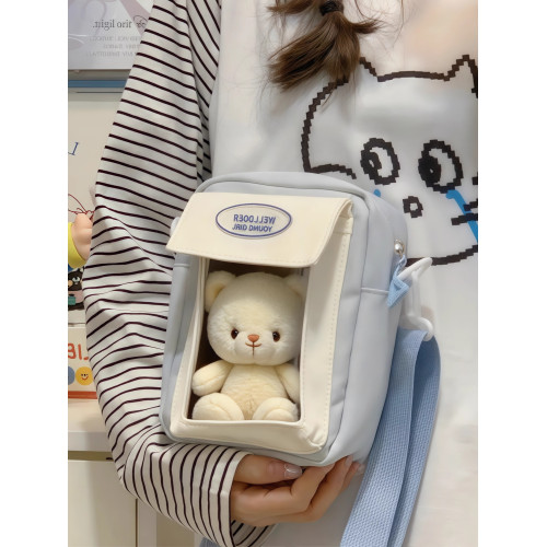 迷你痛包小食量裝10cm娃包透明層隔層的二次元手機小挎包日常斜背