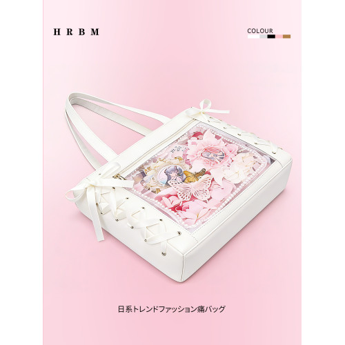 漫展二次元吧唧穀子大容量蝴蝶結絲帶高級感痛包單肩日常款托特包