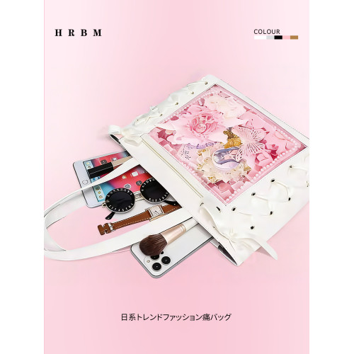 漫展二次元吧唧穀子大容量蝴蝶結絲帶高級感痛包單肩日常款托特包