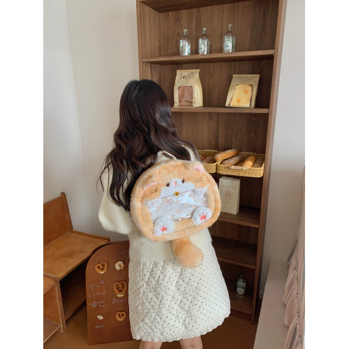 日稚商店原創橘貓雙肩痛包小動物毛絨可愛大容量追星娃包穀子包