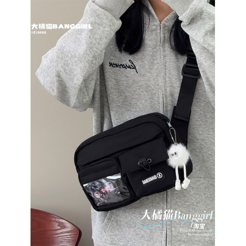 休閒小後後背包工裝小衆斜後後背包男騎行運動單肩包女胸包簡約ins小痛包