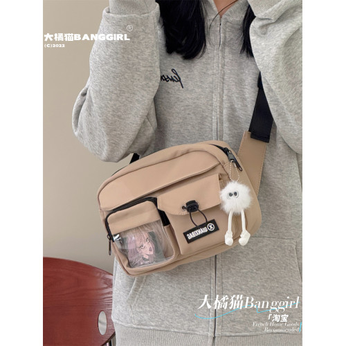 休閒小後後背包工裝小衆斜後後背包男騎行運動單肩包女胸包簡約ins小痛包