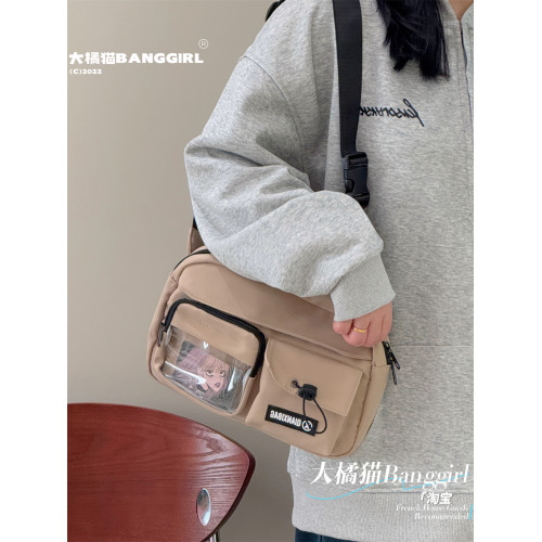 休閒小後後背包工裝小衆斜後後背包男騎行運動單肩包女胸包簡約ins小痛包