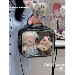 日系百搭3ways兩用20cm娃包少女JK雙肩單肩斜背PU大容量透明痛包