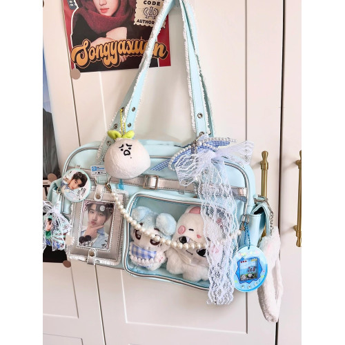 銀色大容量JK製服包演唱會追星斜後後背包小食量裝娃痛包單肩菠蘿包女