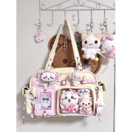 銀色大容量JK製服包演唱會追星斜後後背包小食量裝娃痛包單肩菠蘿包女