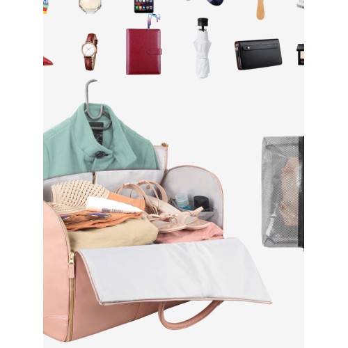 新款女士折曡西裝旅行包多功能收納包大容量大號PU手提行李包