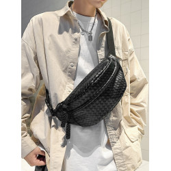 軟皮胸包女2026新款休閒百搭斜後後背包簡約運動腰包防水男款騎行後後背包