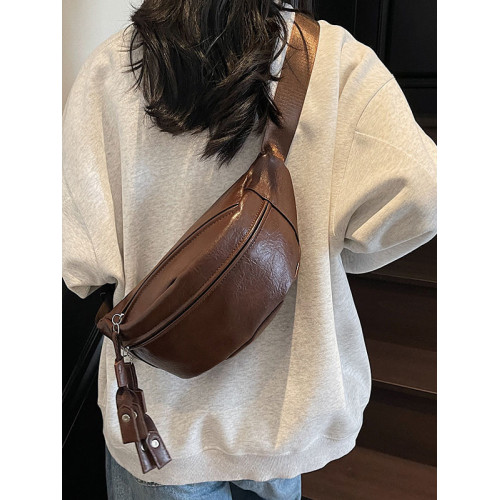 日系復古pu皮胸包腰包男女新款百搭韓系潮款大容量運動休閒斜後後背包