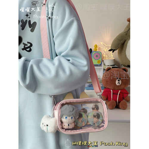 ins二次元日常透明遛娃痛包10cm娃包展示百搭貓耳斜後後背包手機挎包