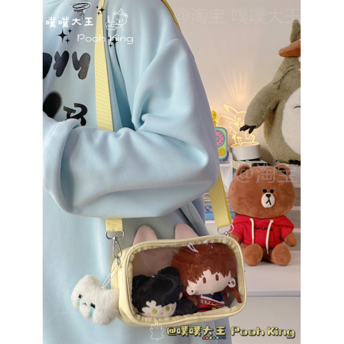 ins二次元日常透明遛娃痛包10cm娃包展示百搭貓耳斜後後背包手機挎包