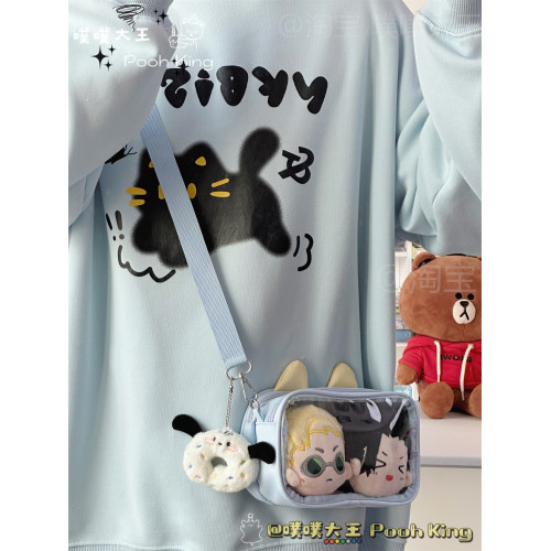 ins二次元日常透明遛娃痛包10cm娃包展示百搭貓耳斜後後背包手機挎包