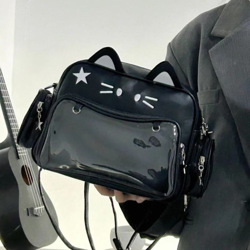 y2k潮酷千禧辣妹痛包百搭機械貓貓小後後背包2025新款流行旅行雙肩包