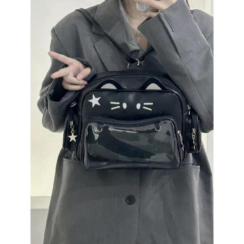 y2k潮酷千禧辣妹痛包百搭機械貓貓小後後背包2025新款流行旅行雙肩包