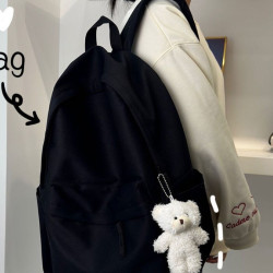 日系書包女大學生韓版ins大容量簡約純色後後背包初中高中生雙肩包男