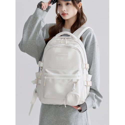 SEASDOOR高顔值學生書包女高中大學生初中女生大容量純色雙肩包