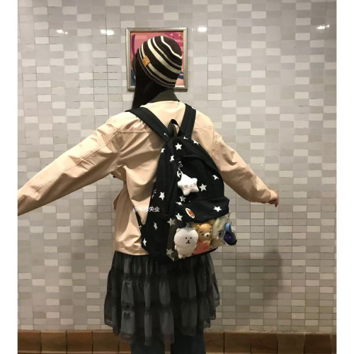 不想失業星星痛包娃包可愛雙肩後後背包古早味大容量百搭日系學生書包