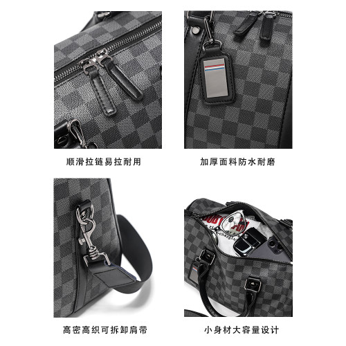 2026新款潮流男包 時尚潮男手提包 經典格紋單肩包斜後後背包托特包潮