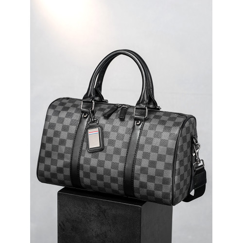 2026新款潮流男包 時尚潮男手提包 經典格紋單肩包斜後後背包托特包潮