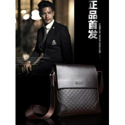 真皮男包單肩包斜後後背包公文後後背包純頭層牛皮商務格紋掛包竪男士包包