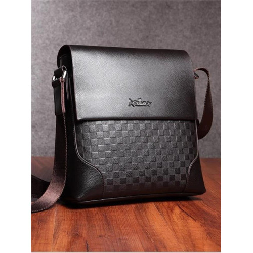 真皮男包單肩包斜後後背包公文後後背包純頭層牛皮商務格紋掛包竪男士包包