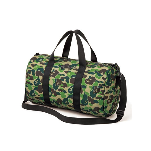 原單BAPE日雜附錄猿人頭迷彩防水圓筒大容量斜後後背包旅行手提運動包