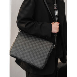 商務休閒格子單肩包 韓版男包潮流斜後後背包街頭小挎包IPAD包潮男包