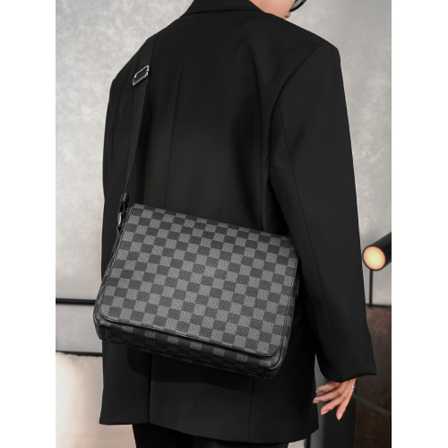 商務休閒格子單肩包 韓版男包潮流斜後後背包街頭小挎包IPAD包潮男包 商務休閒格子單肩包 韓版男包潮流斜後後背包街頭小挎包IPAD包潮男包