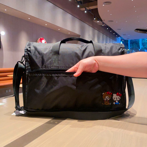 日系卡通萌奇奇貓咪刺綉旅行袋折曡可攜式行李袋手提單肩包可套拉桿