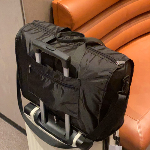 日系卡通萌奇奇貓咪刺綉旅行袋折曡可攜式行李袋手提單肩包可套拉桿