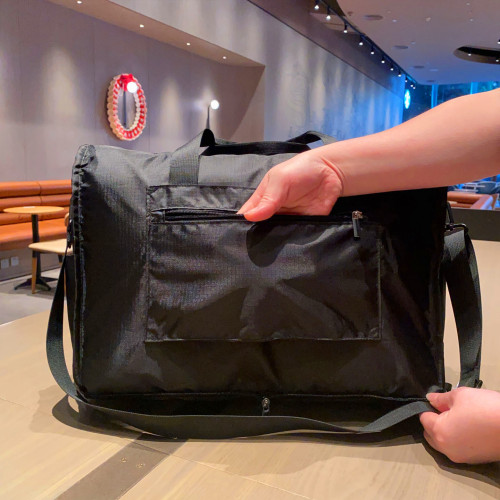 日系卡通萌奇奇貓咪刺綉旅行袋折曡可攜式行李袋手提單肩包可套拉桿