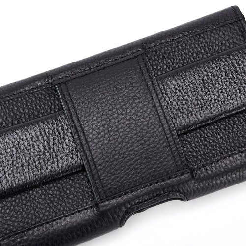 手機腰包男穿皮帶橫款 6.1/6.7/6.9寸真皮牛皮單層薄款 工地乾活