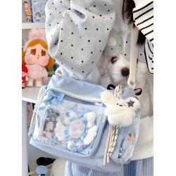 痛包斜背女大容量日常高顔值藍色包包學生黨二次元單肩挎包手提袋