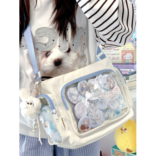 痛包斜背女大容量日常高顔值藍色包包學生黨二次元單肩挎包手提袋