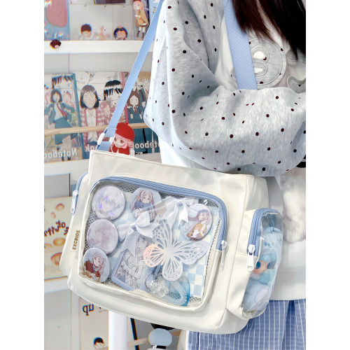 痛包斜背女大容量日常高顔值藍色包包學生黨二次元單肩挎包手提袋