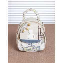 百搭休閒親子旅行後後背包帆布竪款拉鍊雙肩包超輕便文藝夾層布袋女包