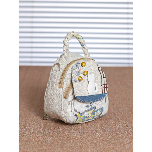 百搭休閒親子旅行後後背包帆布竪款拉鍊雙肩包超輕便文藝夾層布袋女包