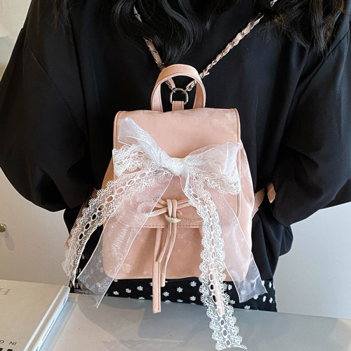 絲絨雙肩小包包女2025新款時尚小衆水桶包書包春夏質感白色旅行包