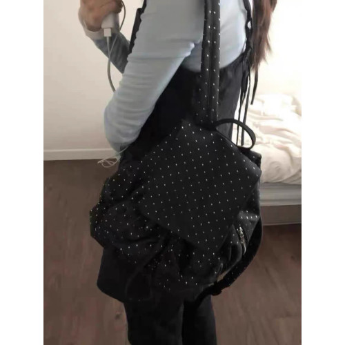 2025新款韓系復古星星波點雙肩包書包通勤小衆大容量休閒後後背包