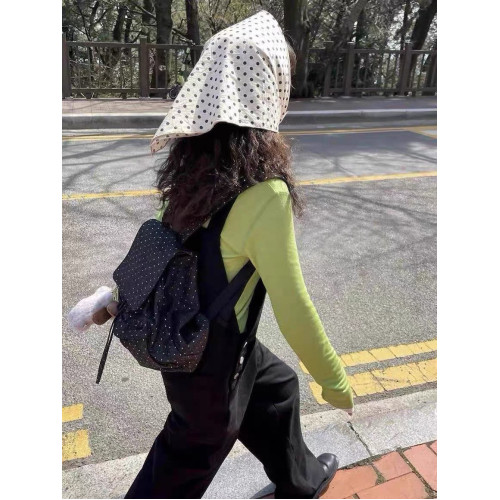 2025新款韓系復古星星波點雙肩包書包通勤小衆大容量休閒後後背包